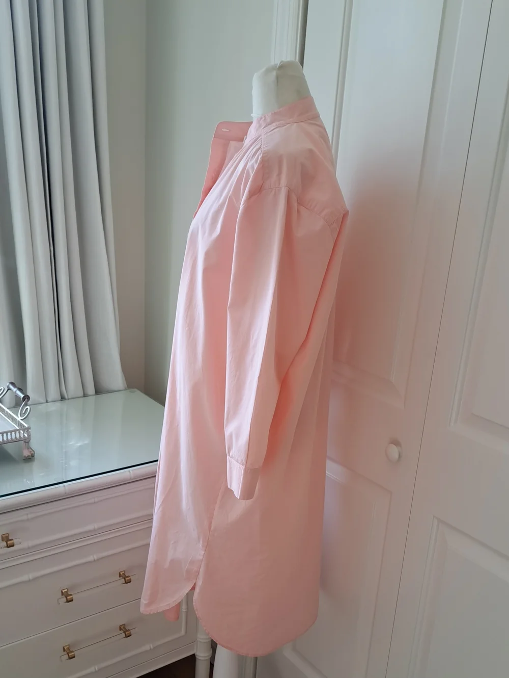 The J. Peterman Company Womens Marie Antoinette Pink Cotton Shirt Dress SM
